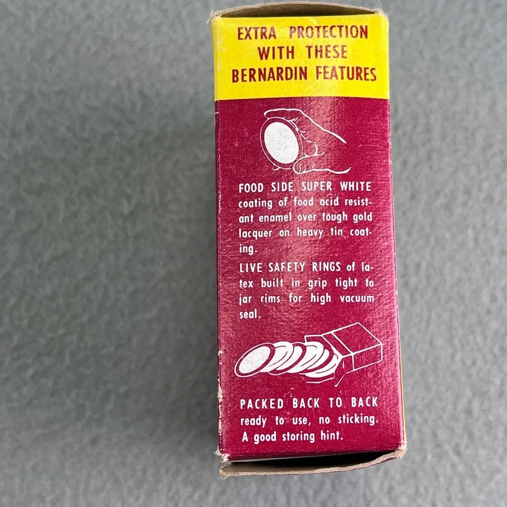 Bernardin Wide Mouth Snap Lids Vintage Gold Tin Canning Jar Lids 12 Count Box